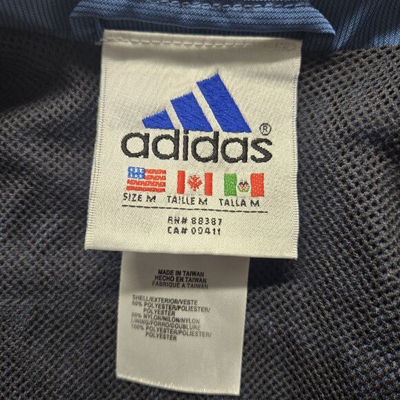 Adidas Classic Blue Windbreaker Jacket Men Medium 90s Vintage Exercise Workout - Picture 4 of 7